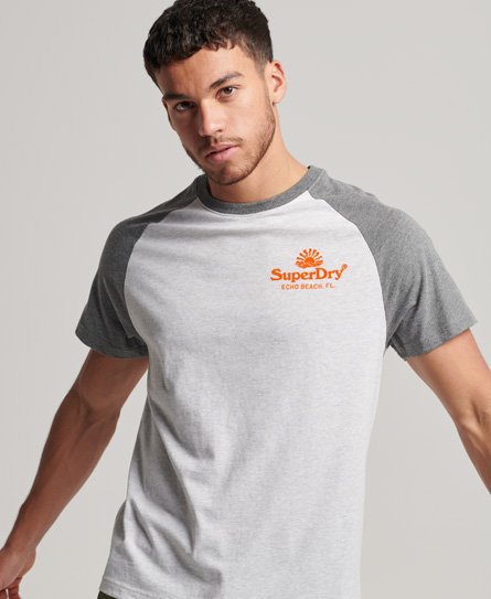 Superdry Men’s Men’s Classic Vintage Venue Neon Raglan T-Shirt, Grey, Size: M