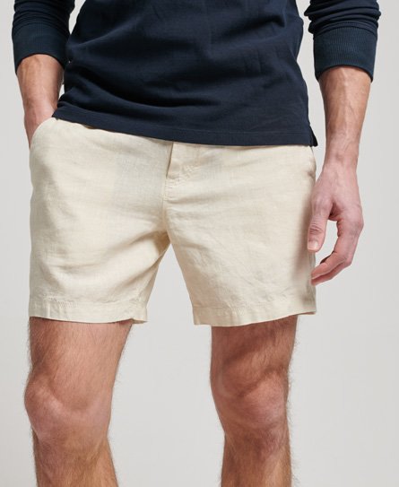 Lniane krótkie spodnie z efektem przebarwienia