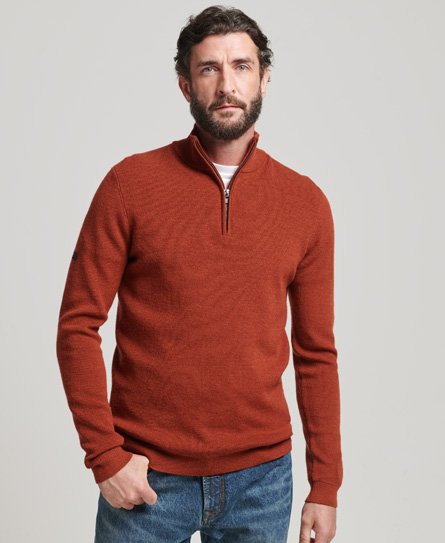 Maglione in lana merino con mezza zip