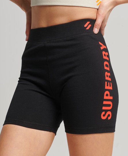 Superdry Women’s Women’s Code Core Sport Cycle Shorts, Black, Size: 8