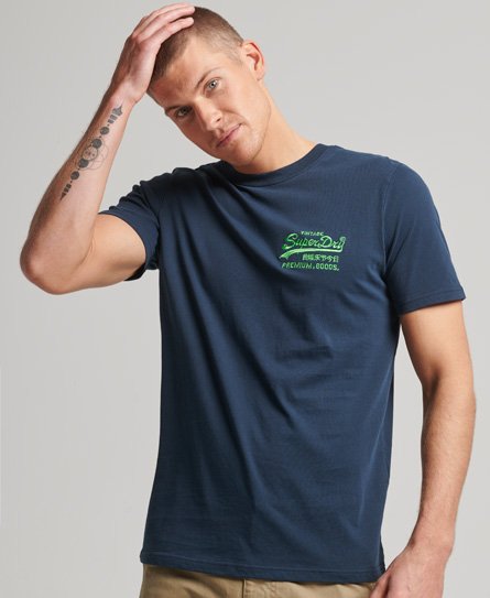 Superdry Men’s Vintage Logo Neon T-Shirt Navy / Eclipse Navy - Size: S