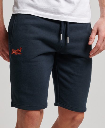 Vintage shorts med broderad logga och oborstat foder