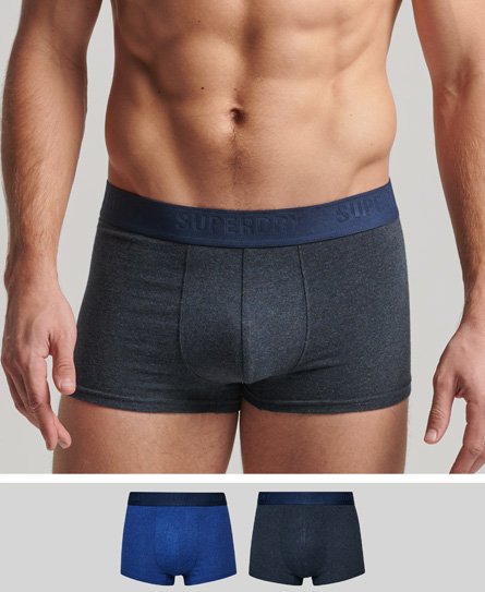 Superdry Men’s Organic Cotton Trunk Multi Double Pack Blue / Bright Blue/Navy Marl - Size: S