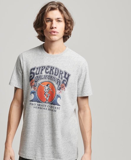 Superdry Men’s Skate Scene T-Shirt Grey / Elm Grey Snowy - Size: XL