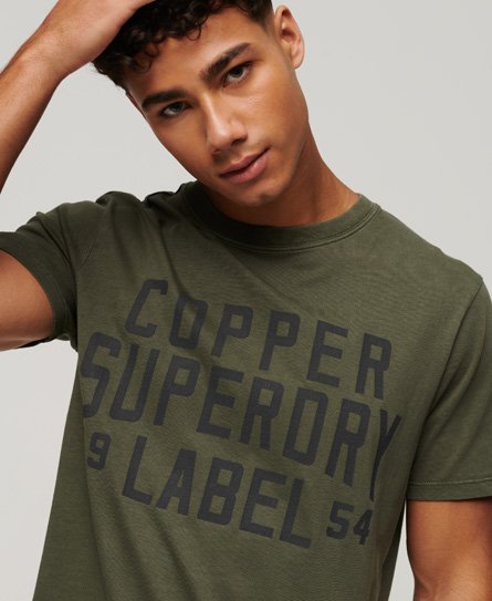 Superdry Men’s Organic Cotton Vintage Copper Label T-Shirt Green / Chive Green - Size: S