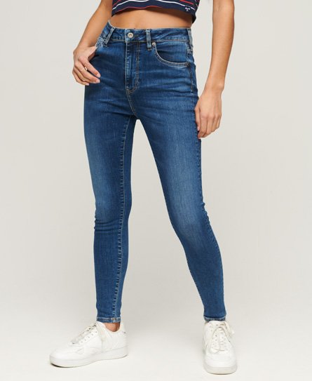 Tætsiddende jeans i denim med høj talje i økologisk bomuld