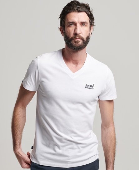 T-shirt à col V et logo Essential en coton bio
