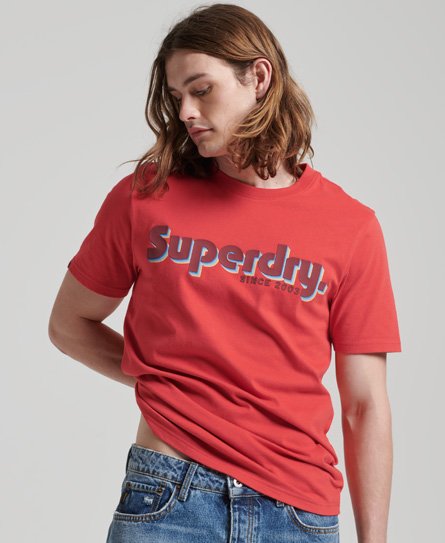 Superdry Men’s Terrain Logo Print Relaxed Fit T-Shirt Red / Soda Pop Red - Size: Xxl
