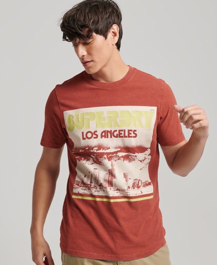 Superdry - herren vintage t-shirt mit fotoprint orange - größe: m