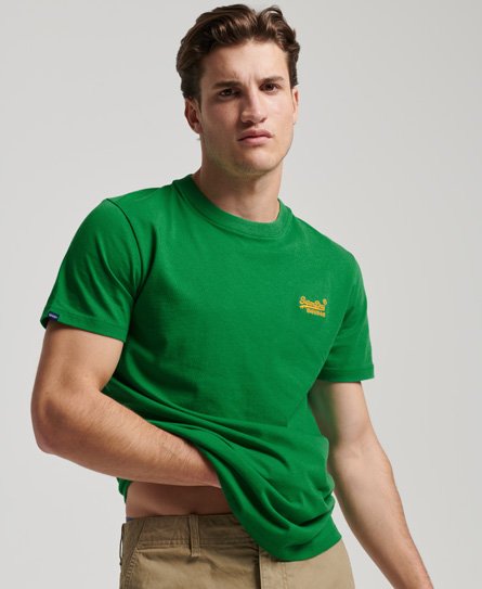 Men's Organic Cotton Essential Logo Baseball T-Shirt in Optic/field Green  Marl