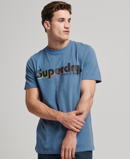 Superdry Men’s Terrain Logo Print Relaxed Fit T-Shirt Blue / Wedgewood Blue - Size: S