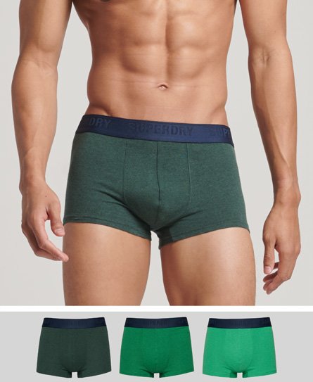 Superdry Men’s Organic Cotton Trunk Triple Pack Green / Enamel/Oregon/Bright Green - Size: Xxl