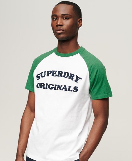 Superdry Men’s Organic Cotton Vintage Cooper Class Raglan T-Shirt Green / Optic/Field Green Marl - Size: L