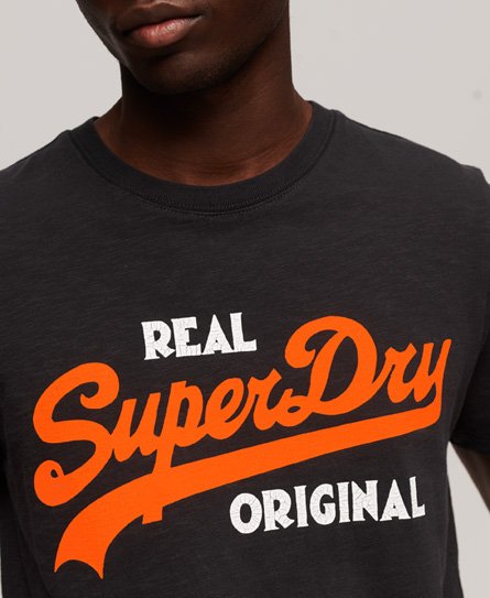 Men\'s Vintage Logo Real Original Overdyed T-Shirt in Black Slub | Superdry  US
