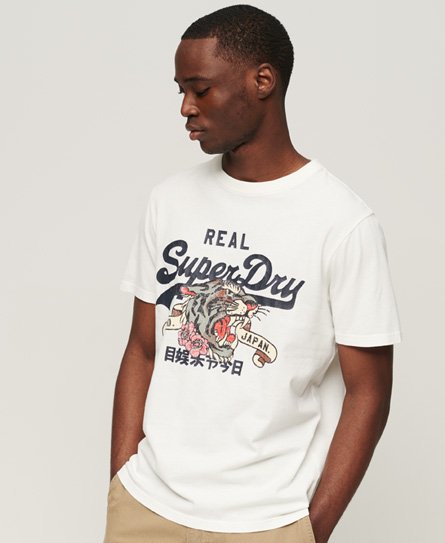 Superdry Men’s Vintage Logo Narrative T-Shirt Cream / Ecru - Size: S