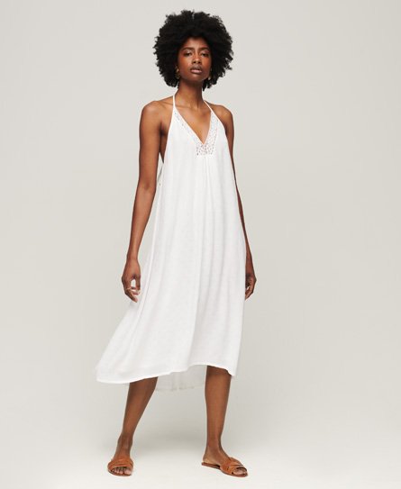 Superdry Women’s Lace Halter Neck Midi Dress White / Off White - Size: 16