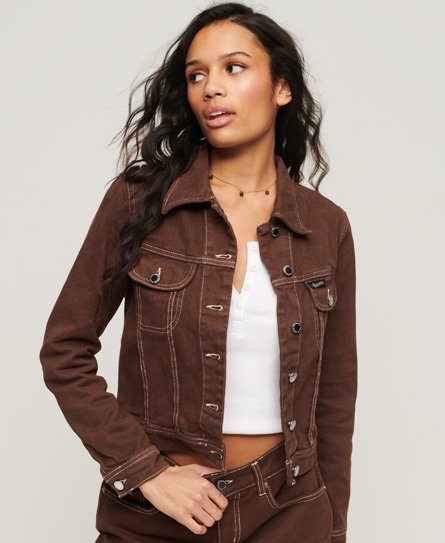 Superdry Women’s Workwear Cropped Jacket Brown / Pinecone Brown - Size: 8