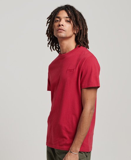 Superdry Men’s Organic Cotton Essential Logo T-Shirt Red / Work Red Marl - Size: XS