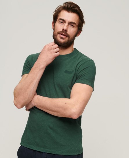 Superdry Men’s Organic Cotton Essential Logo T-Shirt Green / Buck Green Marl - Size: XL