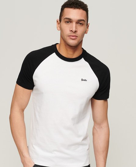Superdry Men’s Organic Cotton Essential Logo Baseball T-Shirt White / Optic/black - Size: Xxl