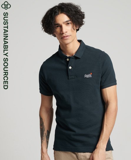 Superdry Men’s Organic Cotton Essential Classic Fit Pique Polo Navy / Eclipse Navy - Size: S