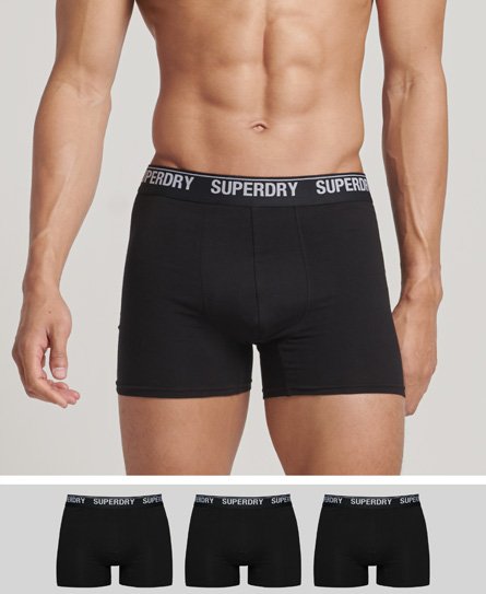 Superdry Men’s Organic Cotton Boxers Triple Pack Black / Black/Black Optic - Size: M