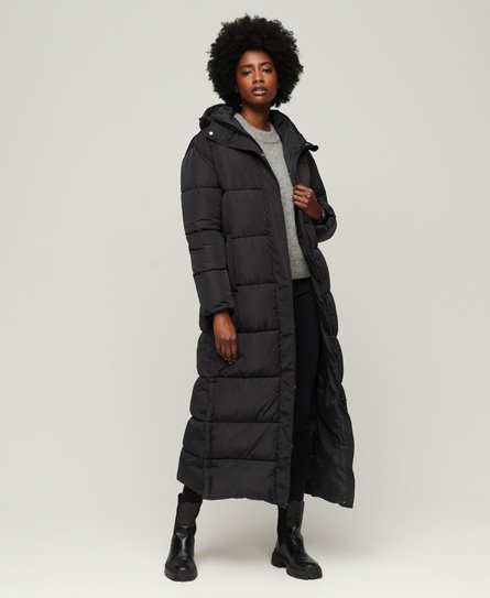 Superdry Women’s Hooded Maxi Puffer Coat Black - Size: 18