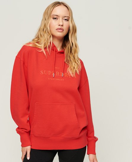 Superdry Women’s Code Heraldry Oversized Hoodie Red / Sunset Red - Size: XS/S