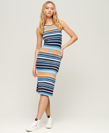 Jersey Stripe Cami Midi Dress