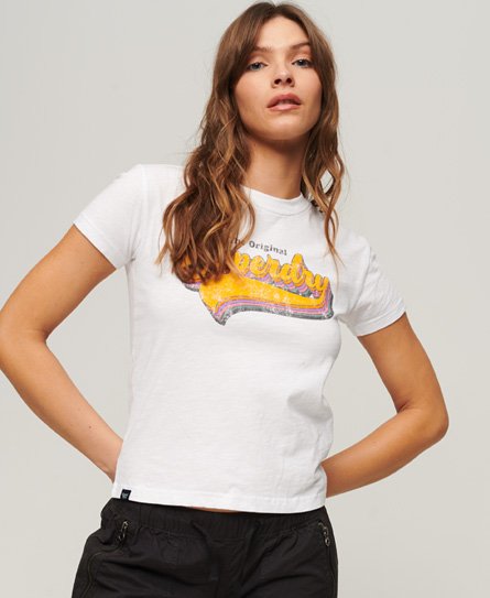 Superdry Women’s Rainbow 90s T-Shirt White / Optic - Size: 14