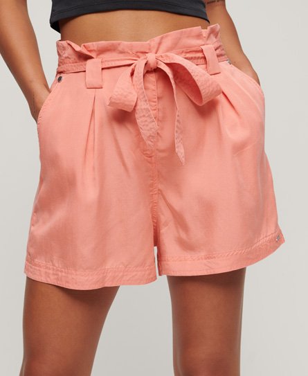 Superdry Women's Desert Paperbag Shorts Pink / Pomegranate