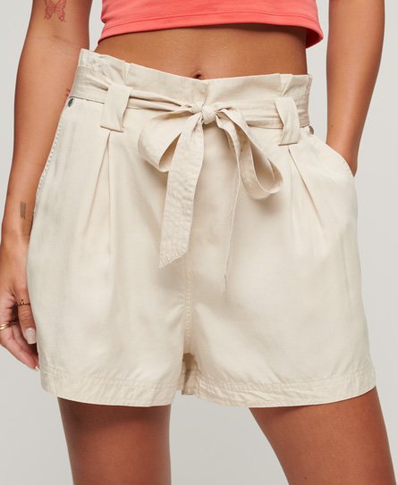 Superdry Women’s Desert Paperbag Shorts Beige / Oat Bran - Size: 12