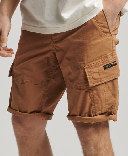 Superdry Men’s Classic Organic Cotton Core Cargo Shorts, Brown, Size: 30