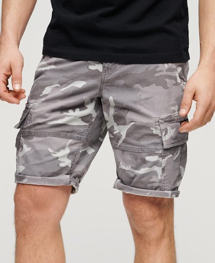Superdry Men’s Classic Camo Print Core Cargo Shorts, Light Grey, Size: 30
