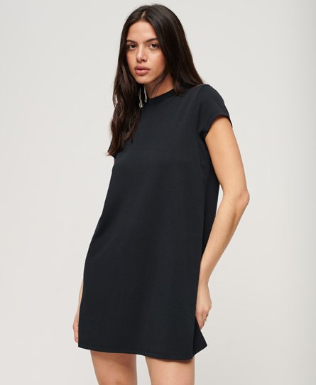 Superdry Women’s Classic Short Sleeve A-line Mini Dress, Black, Size: 16
