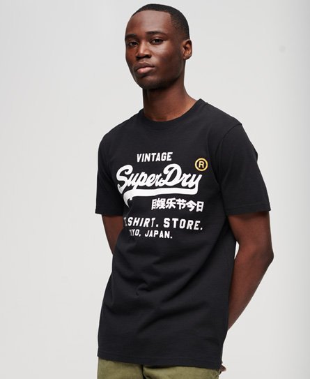 | Superdry Black T-Shirt Vintage Men\'s Store in Classic US Logo