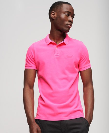 Superdry Men’s Destroyed Polo Shirt Pink / Fluro Pink - Size: S