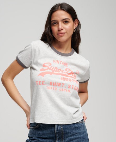 Camiseta flúor con logo Vintage