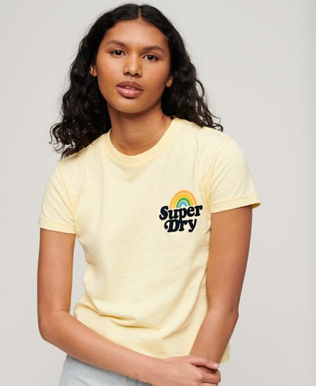 Superdry Women’s Rainbow 90s T-Shirt Yellow / Island Yellow - Size: 8