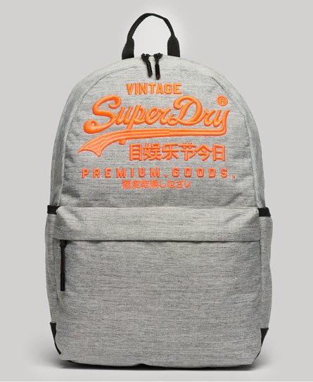 Superdry Ladies Embroidered Heritage Montana Backpack, Light Grey and Orange