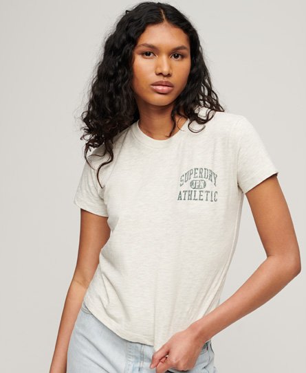 Superdry Women’s Athletic Essential Slub 90s T-Shirt Beige / Oatmeal Beige Marl - Size: 12