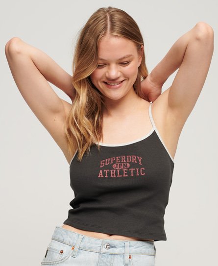 Superdry Women’s Athletic Essential Crop Cami Top Black / Washed Black - Size: 16