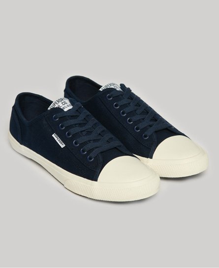 Superdry Ladies Vegan Low Pro Classic Sneakers, Navy Blue and White, Size: 5