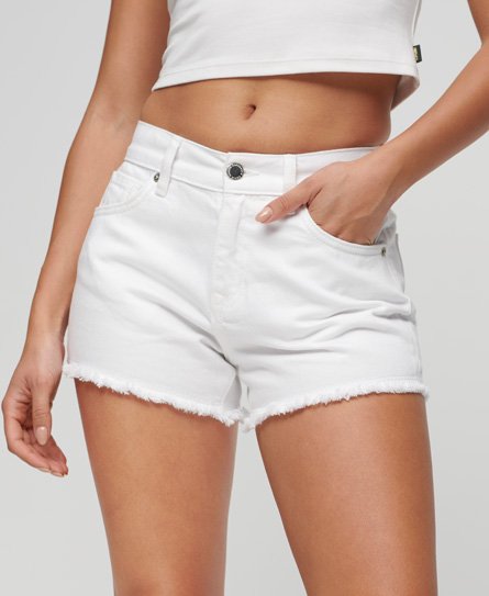 Superdry Women’s High Rise Denim Shorts White / Optic - Size: 26