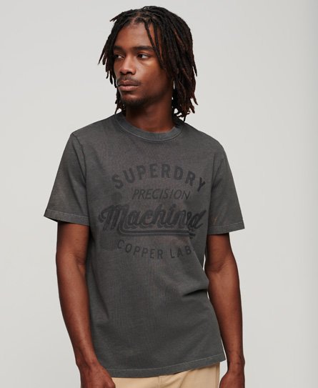 Superdry Men’s Classic Logo Print Organic Cotton Vintage Copper Label T-Shirt, Black, Size: S