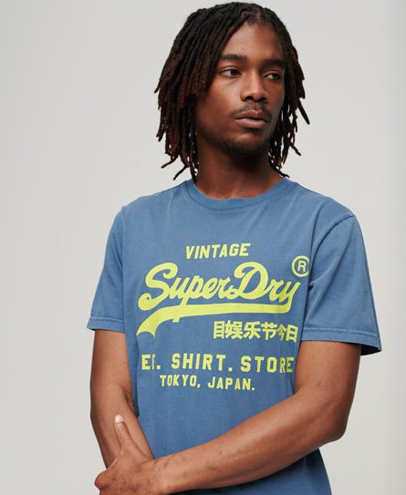 Superdry Men’s Neon Vintage Logo T-Shirt Blue / Esign Blue - Size: XL