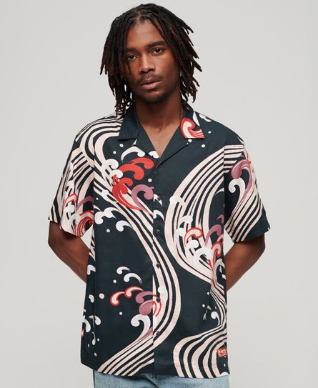 Superdry Men’s Hawaiian Resort Shirt Black / Ryusui Black Print - Size: Xxl