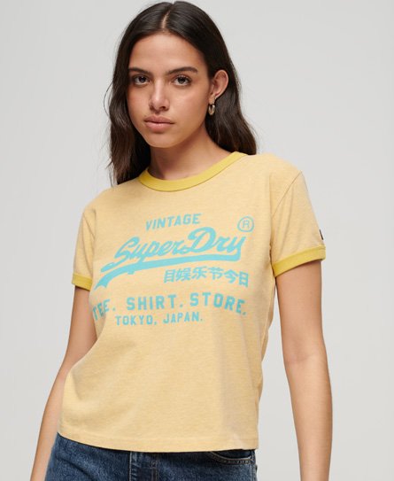 Neonfarbenes T-Shirt mit Vintage-Logo