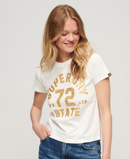 College T-Shirt mit Schriftzug