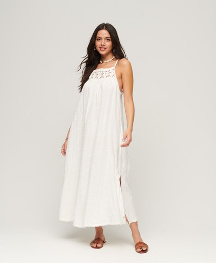 Superdry Women’s Women’s Vintage Long Halter Cami Dress, Cream, Size: 16